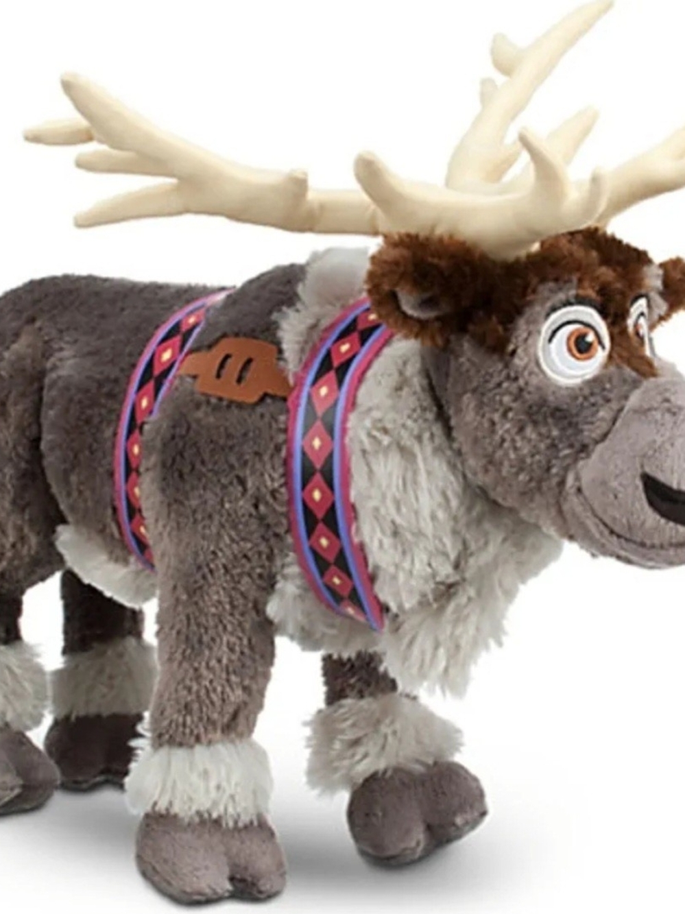 Disney Gray and Cream Sven Reindeer Plush with Pink & Purple Harness